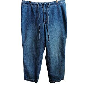 Vtg Y2K 90's Venezia Jeans Loose Fit Blue Denim 36x31 sz 16 Drawstring Waist